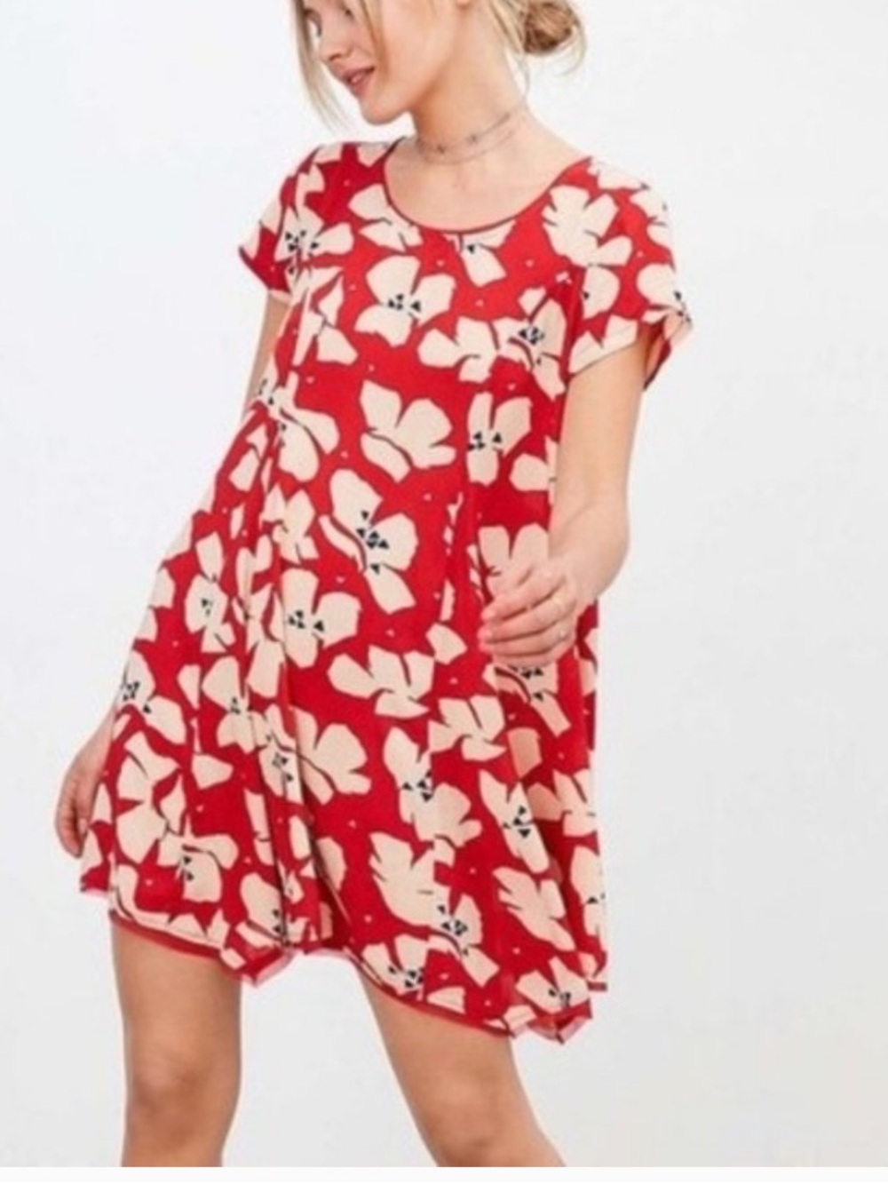 Urban Outfitters silence + noise witchy Red and Cream Floral mini dress rayon M